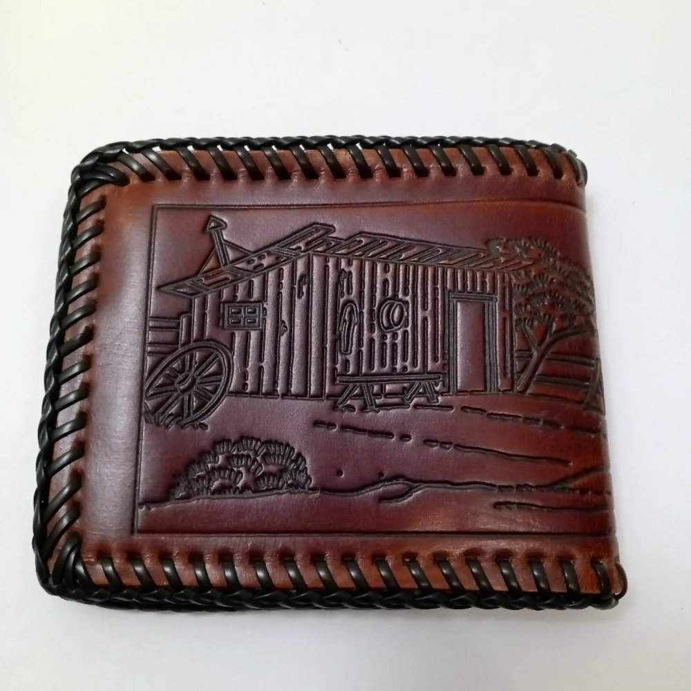 NOS Vintage Western Handtooled & Handcrafted Leather Wallet